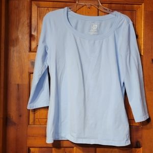 Powder blue 3/4 sleeve tee.